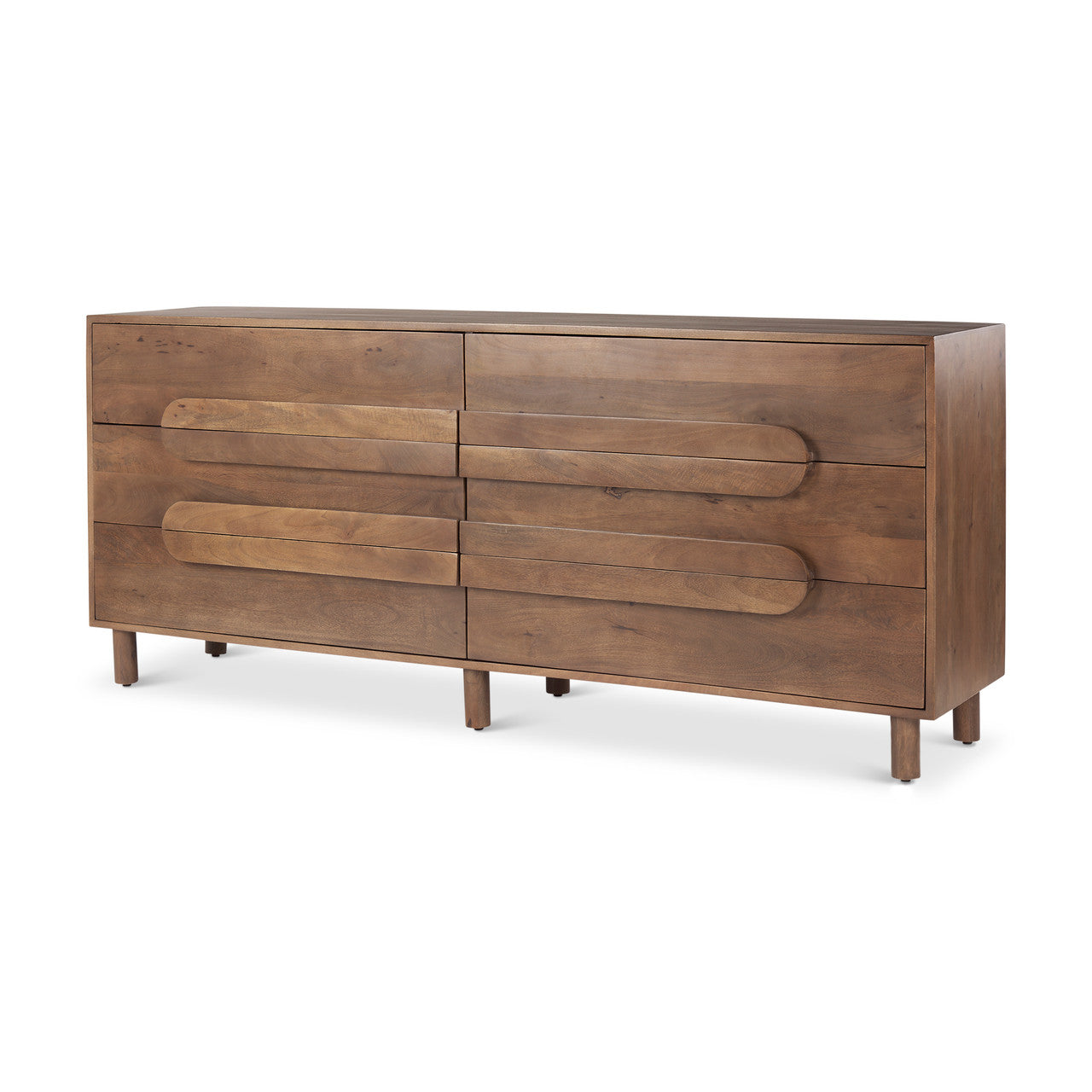 Astrid 71L x 17W x 30.3H Medium Brown Solid Wood 6 Drawer
