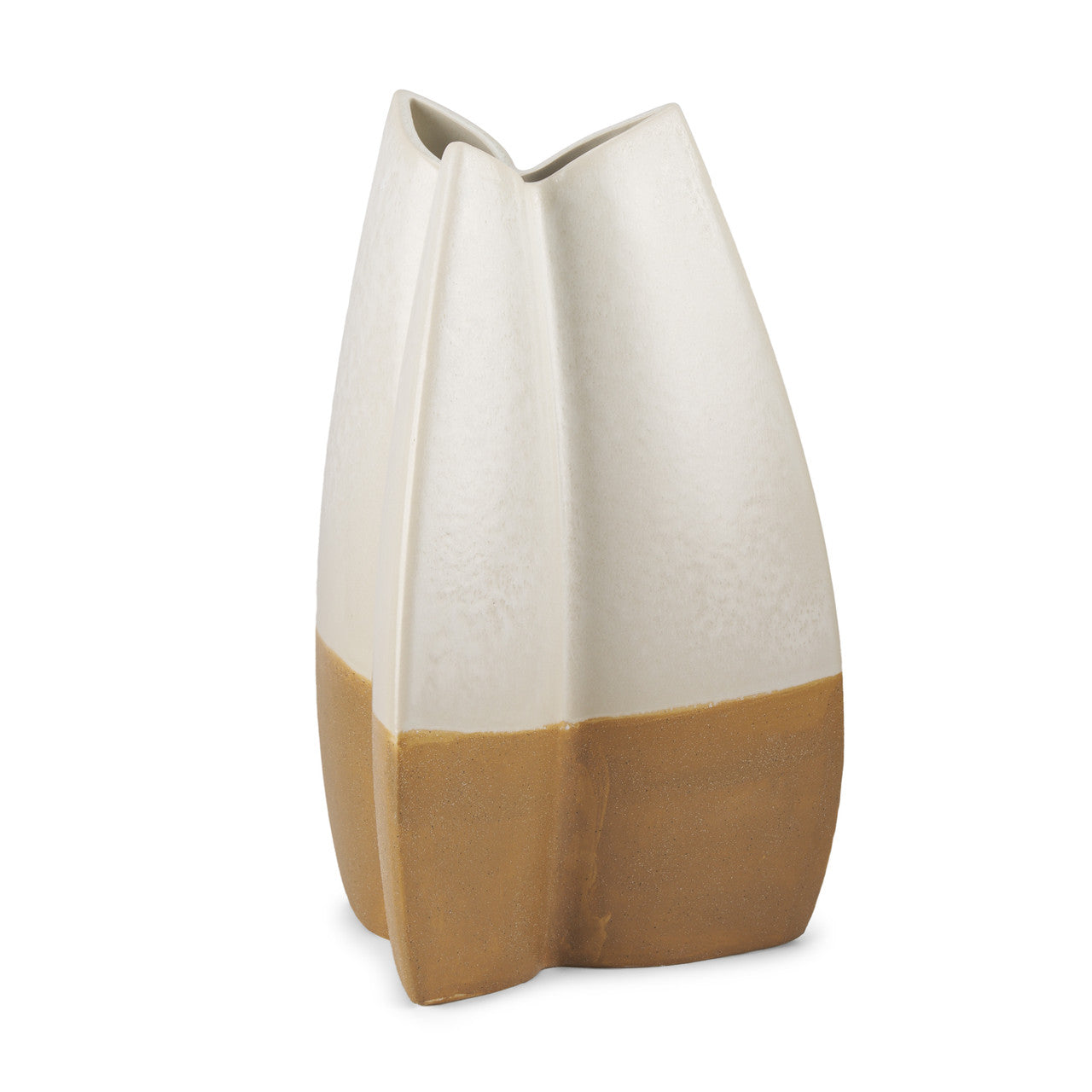 Vania Large Off White w/ Tan Textured Ceramic Vase | Zin Home
