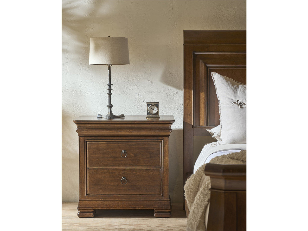 Louis Philippe Solid Wood 2 Drawer Nightstand - Cognac | Zin Home