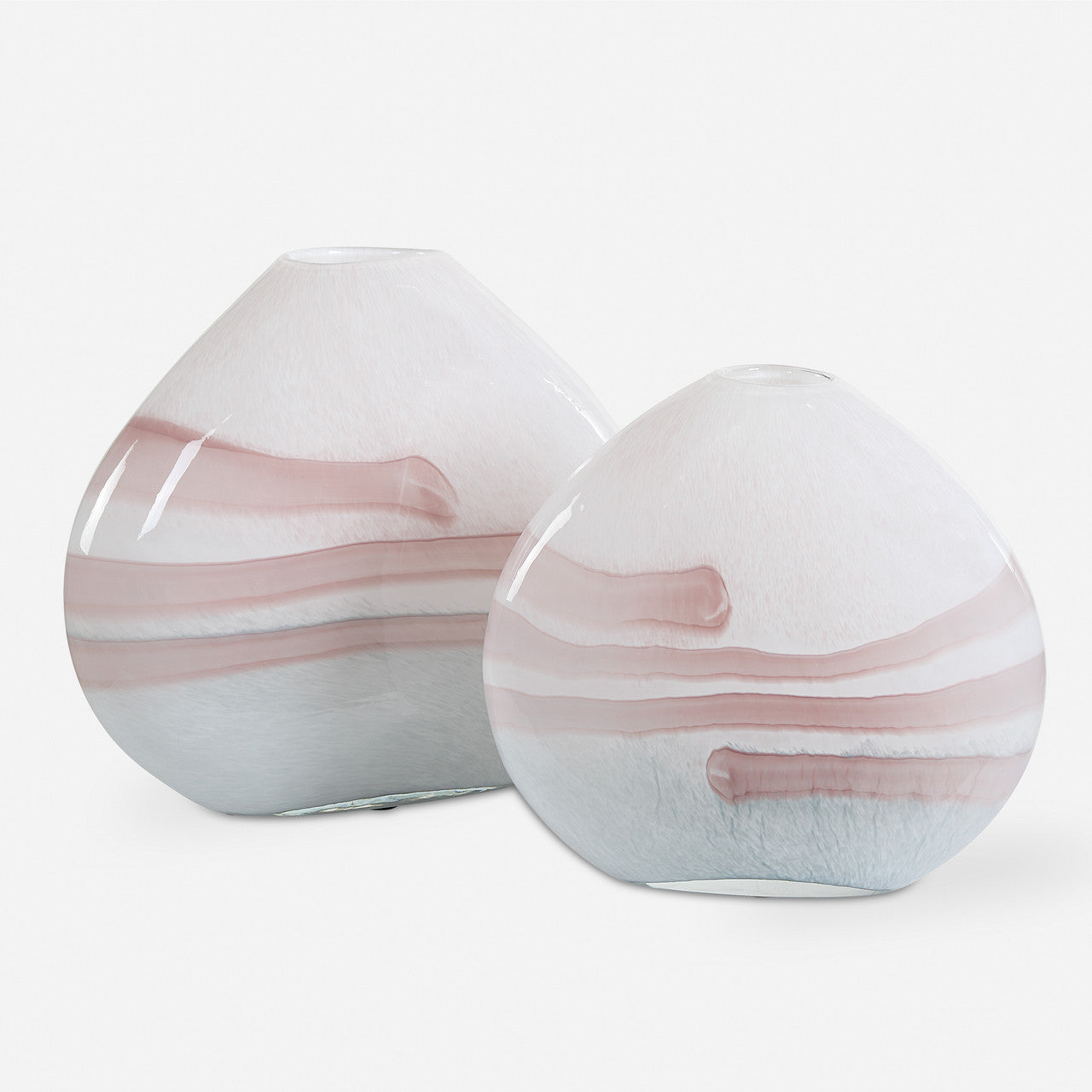 Uttermost Blush Swirl Glass Vases, S/2 | Zin Home