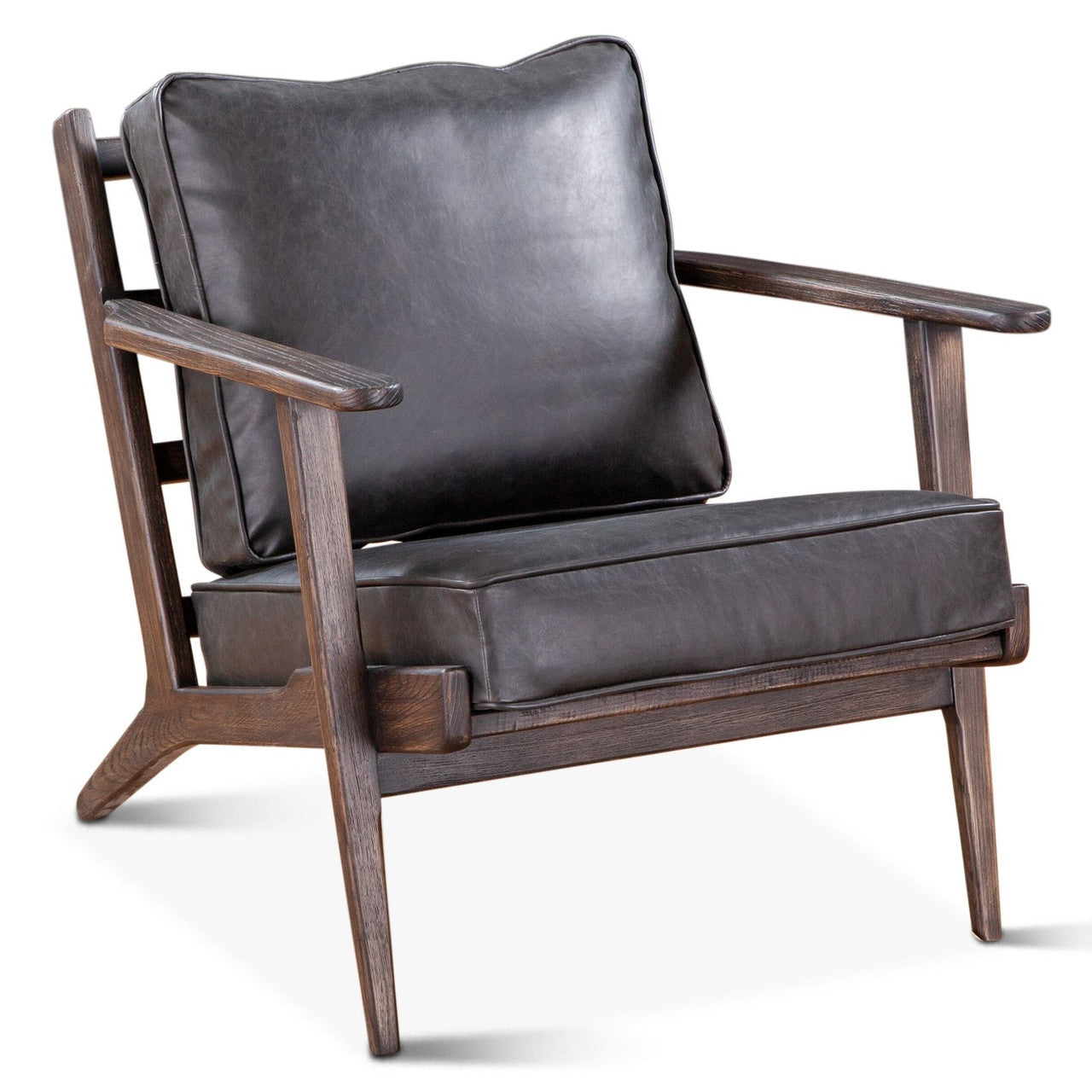 Brock Mid-Century Modern Black Leather Lounge Chair | Zin Home