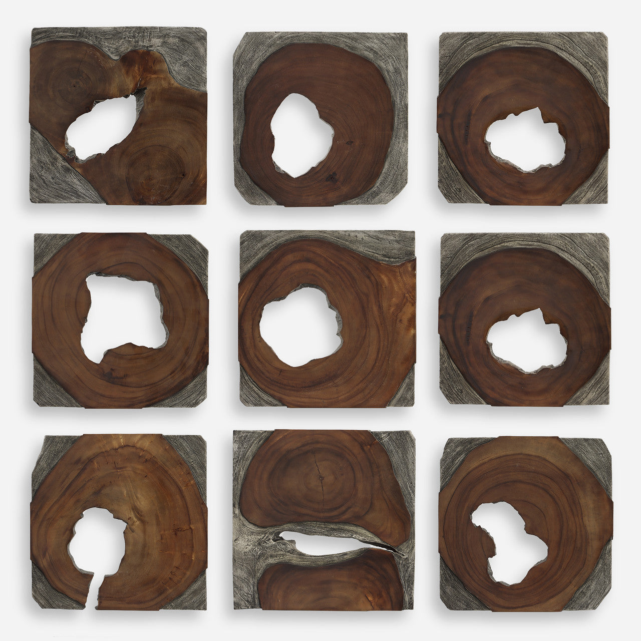 Uttermost Jungle Wood Paneled Wall Art, Set/9 | Zin Home – zinhome