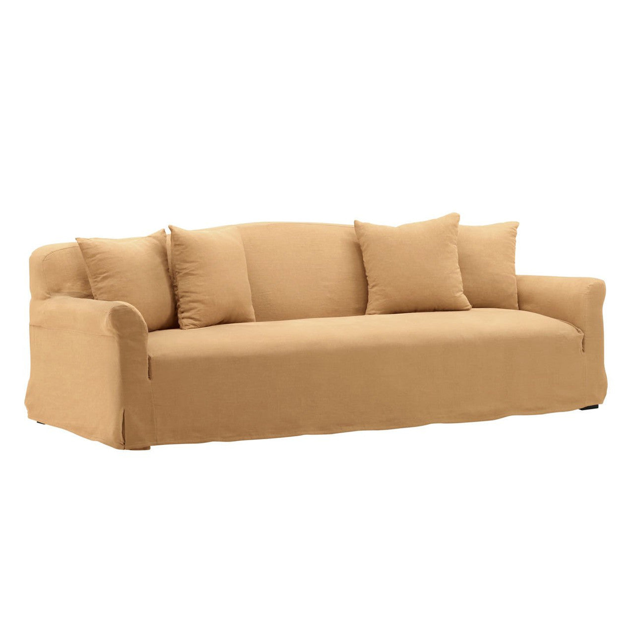Chelsea Wheat Linen Slipcovered Camelback Sofa 96