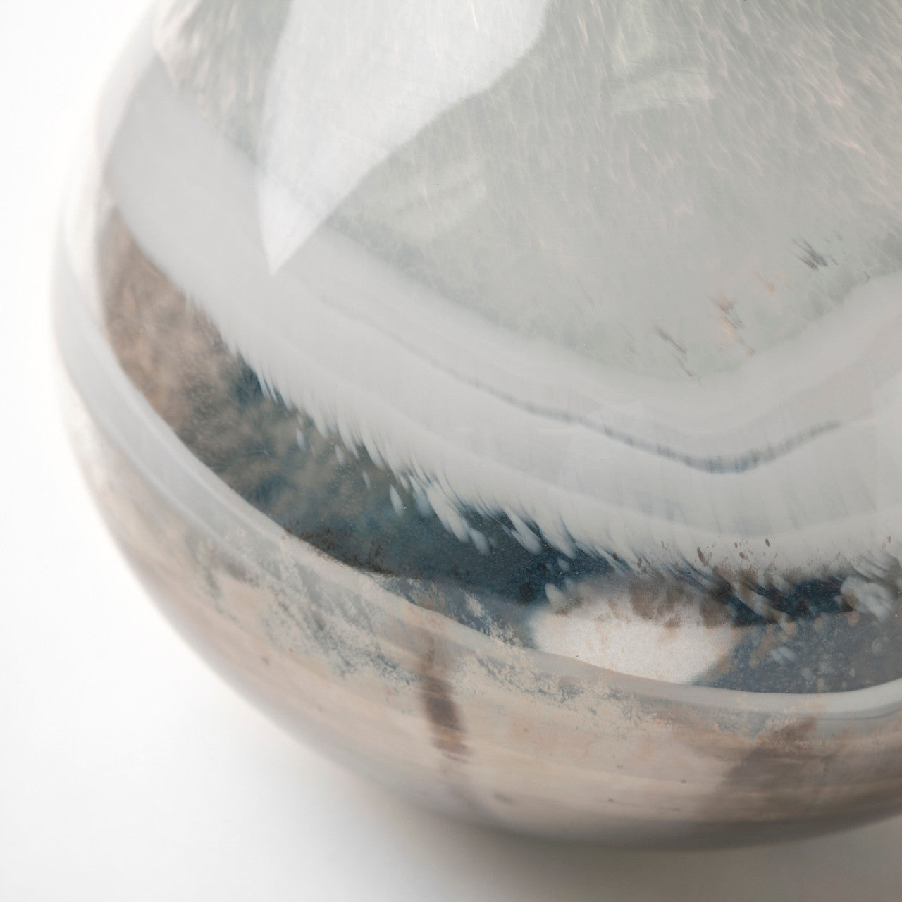 Erie I Short Two Toned Sky Blue Dark Brown Blown Glass Vase