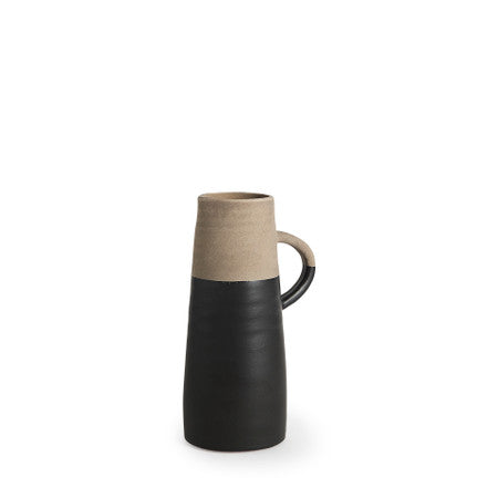 Garand Small 13H Two-Toned Black/Natural Ceramic Jug