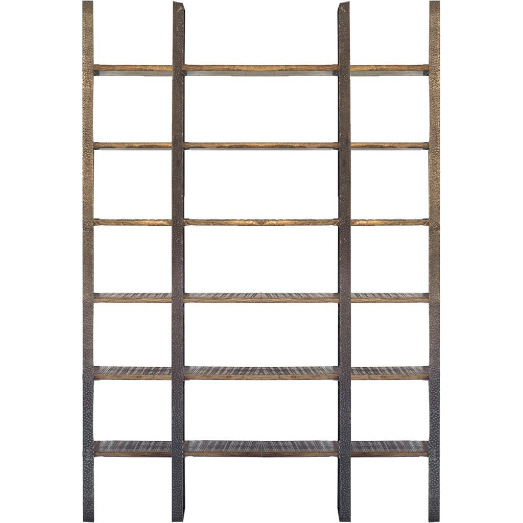 Taunton I 80L x  10.5W x 90H Brown Wood and Black Iron Six Shelving Unit