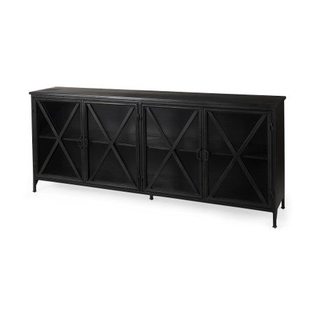 Poppy Black Metal With  Glass Door Sideboard