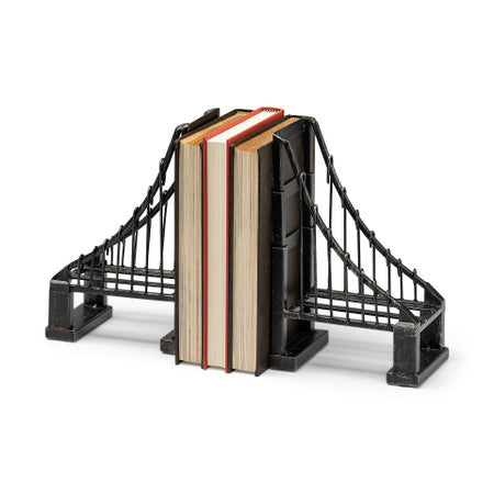 Suspension Set of Brown Wrought Iron Suspension Bridge Bookends