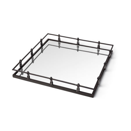 Christa Black Metal Mirrored Base Square Tray