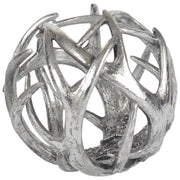 Ramus IV (Large) 7L x 7W Silver Antler Shaped Decorative Orb Ball