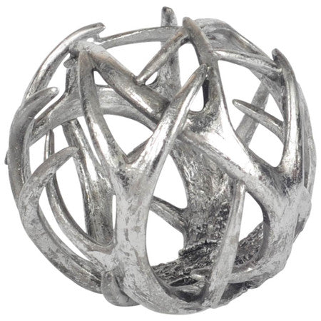 Ramus IV (Large) 7L x 7W Silver Antler Shaped Decorative Orb Ball
