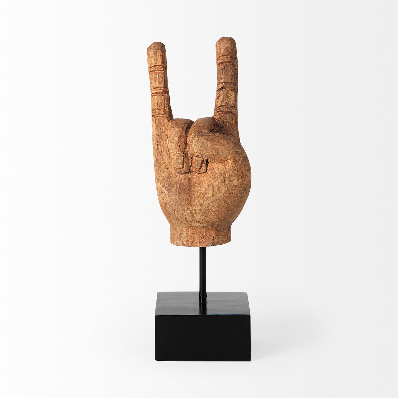 Saxum 4L x 4W Natural Wooden Carved Hang Loose Hand