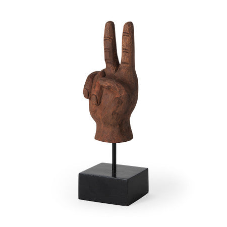 Pacem Natural Wooden Carved Peace Sign Hand