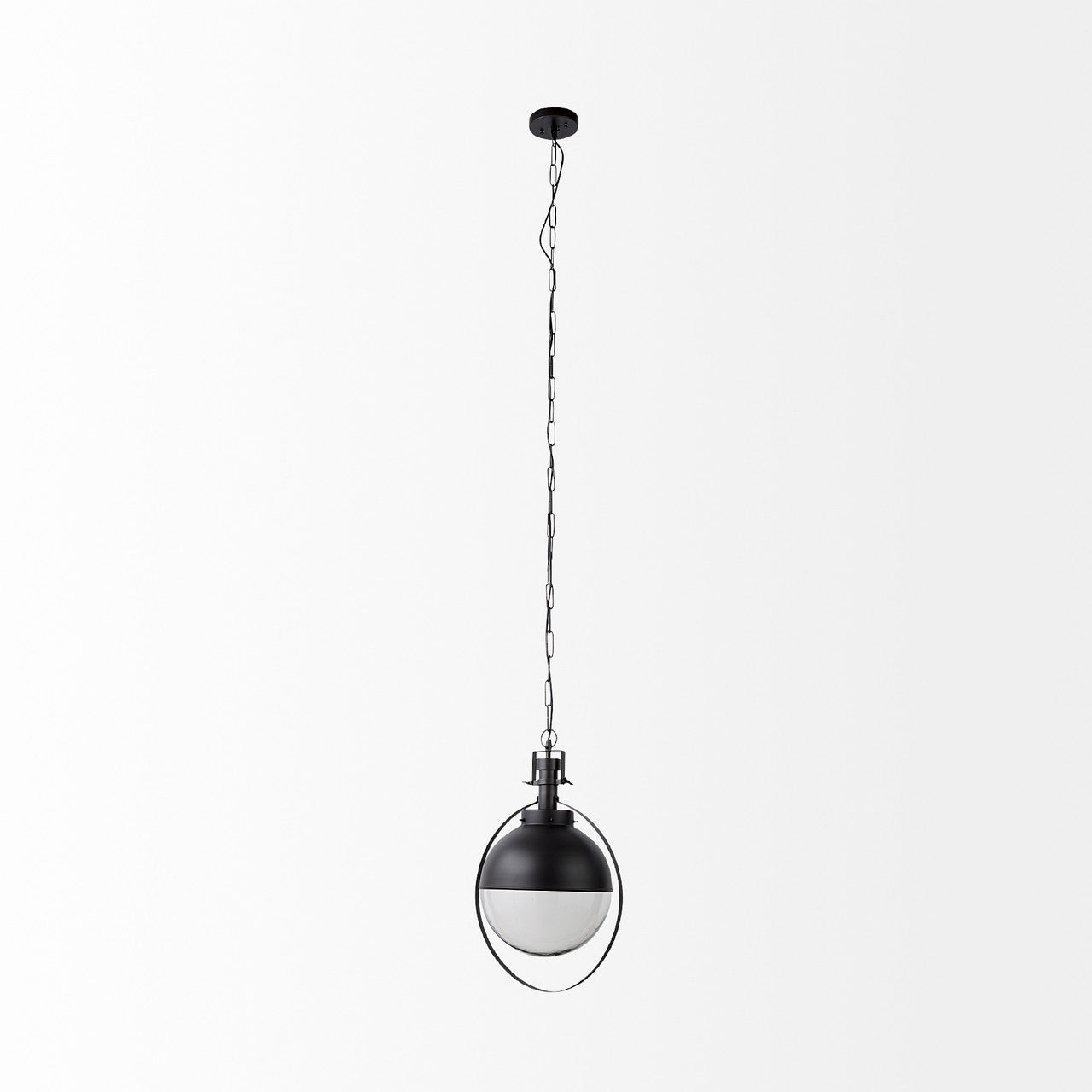 Leighton II 15x20 Black Metal Spherical Pendant Light