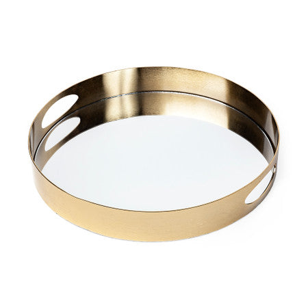 Serkis Gold Metal Mirrored Base Round Tray