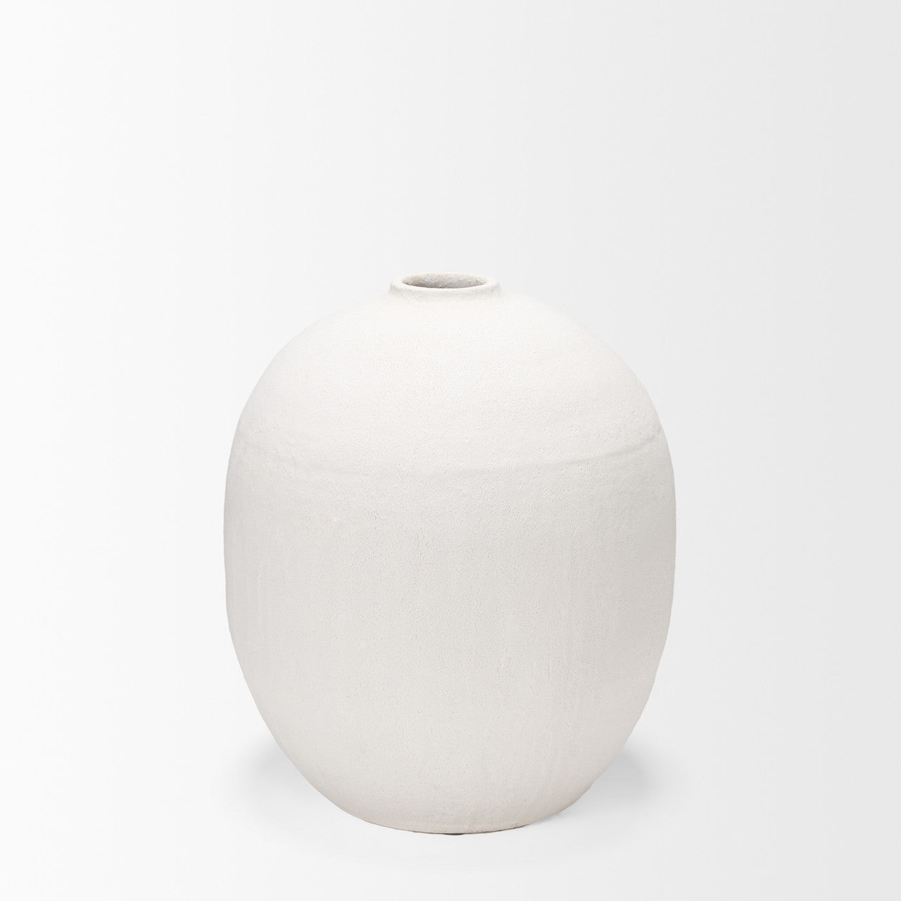 Karakum I Short White Textured Ceramic Vase