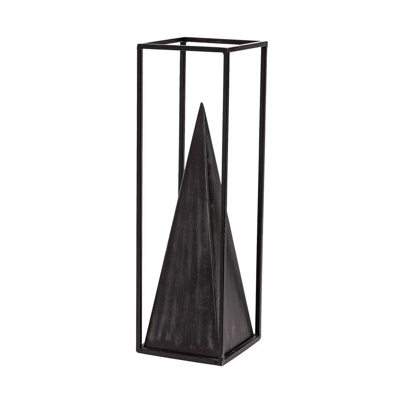 Memphis I (Large) 5L x 5W Black Metal Pyramid In A Square Frame
