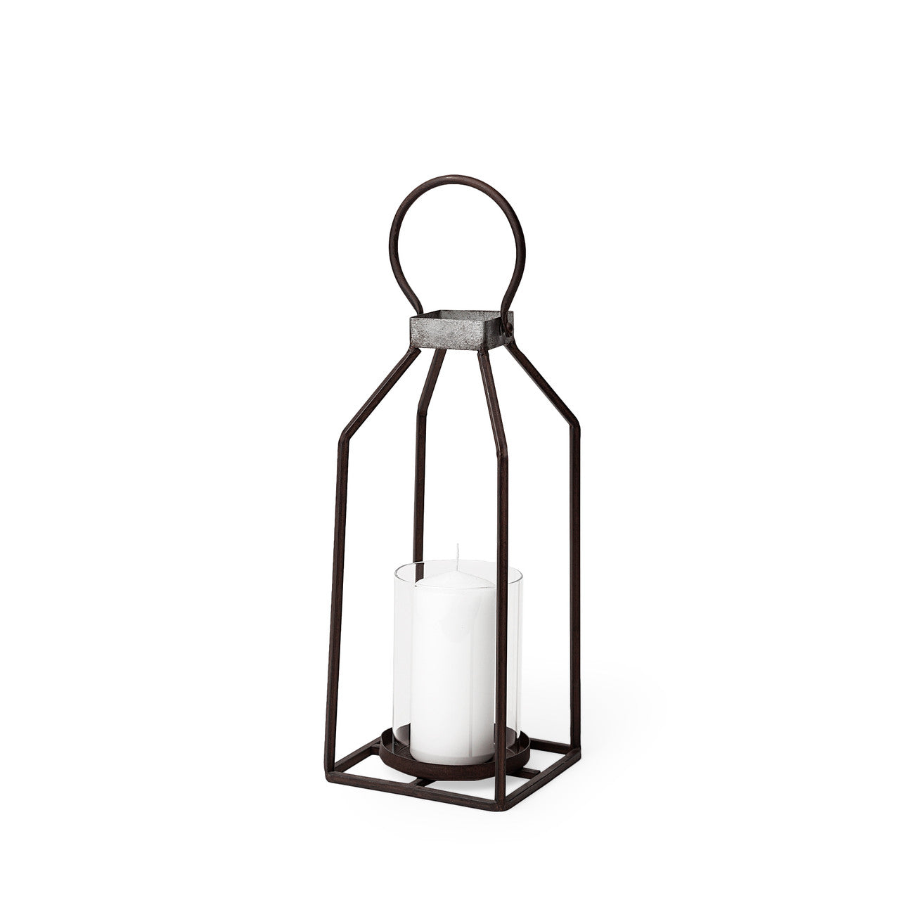 Kingston II Small Rustic Metal Framed Table Candle Holder