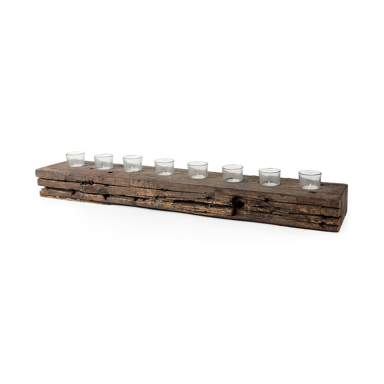 Lakara Reclaimed Wood Eight Tealight Table Candle Holder