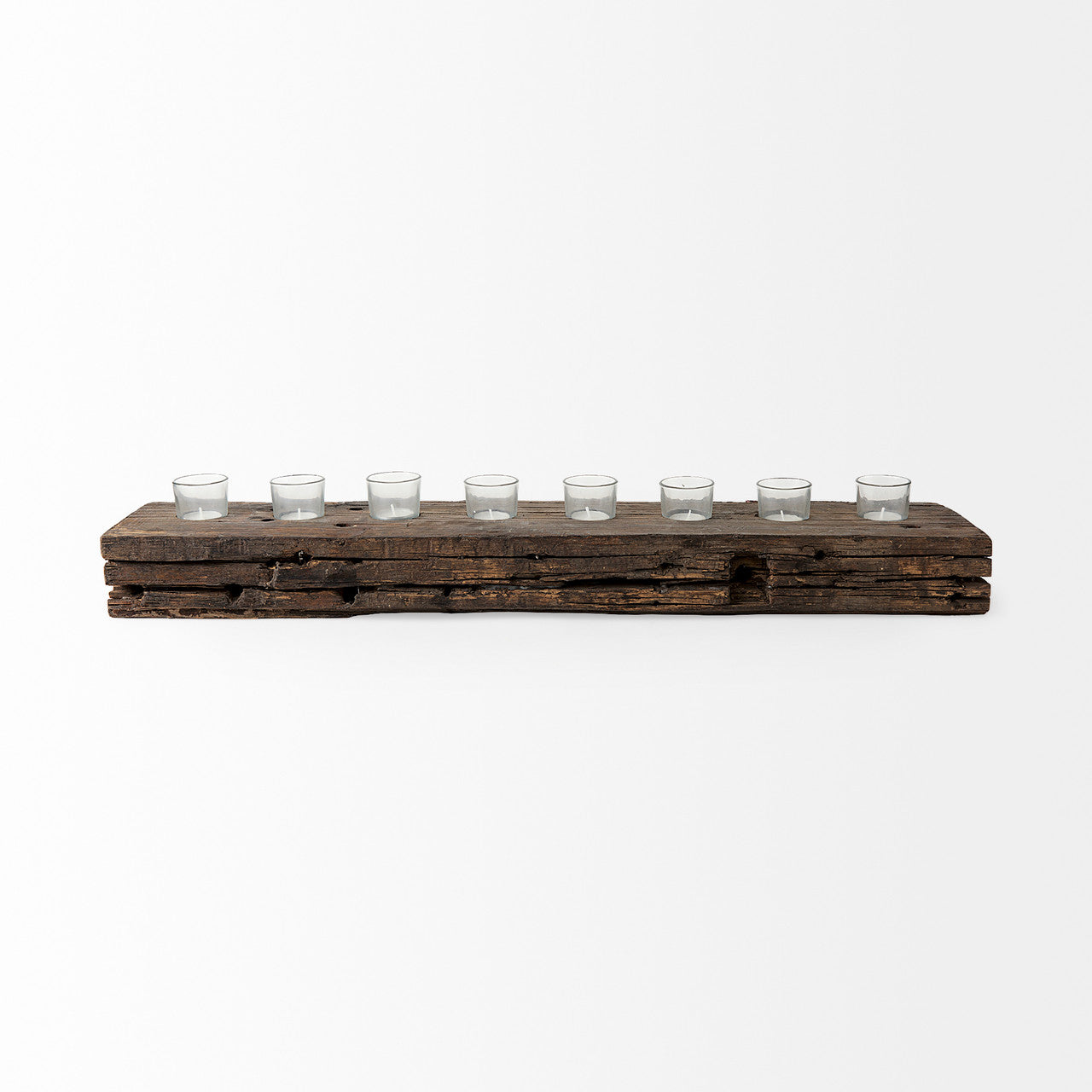 Lakara Reclaimed Wood Eight Tealight Table Candle Holder