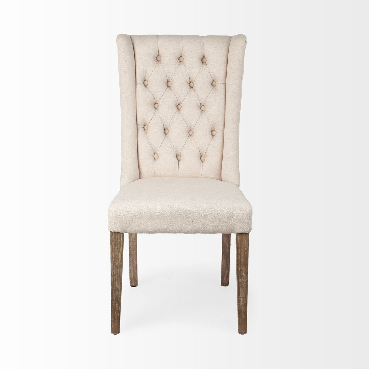 Mackenzie I Cream Plush Linen Covering Ash Solid Wood Base Dining Chair