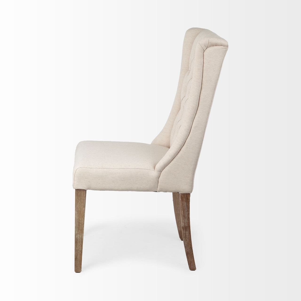 Mackenzie I Cream Plush Linen Covering Ash Solid Wood Base Dining Chair
