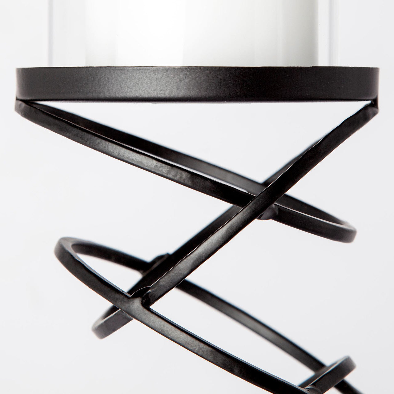 Omega II Medium Black Metal Stacked Ring Table Candle Holder