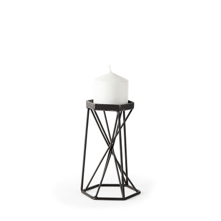 Sixx Small Antiqued Metal Hexagonal Table Candle Holder