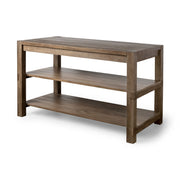 Emeril Brown Solid Wood Two-Tier Smooth Counter Top Kitchen Island