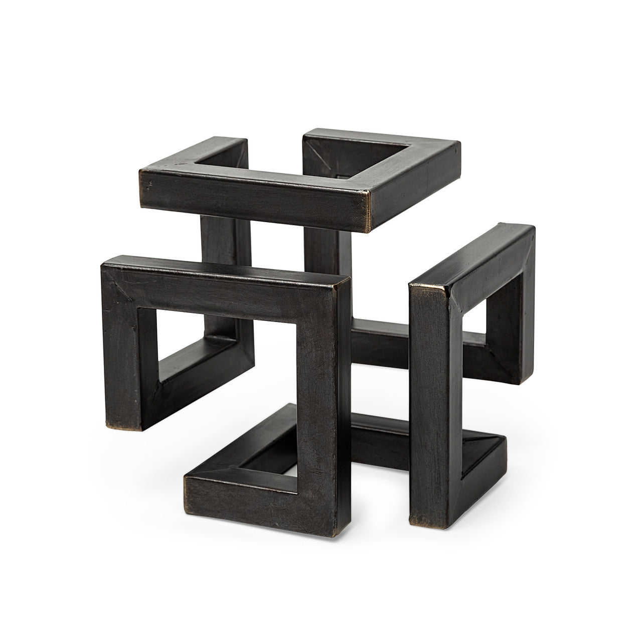 Octothorp I (Small) 8L x 8W Black Metal Cube-Like Sculpture
