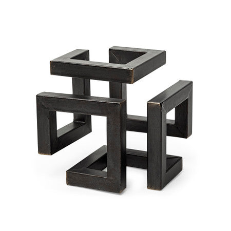 Octothorp Black Metal Cube-Like Sculpture