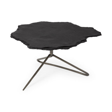 Pinera Black Slate With Iron Base Coffee Table