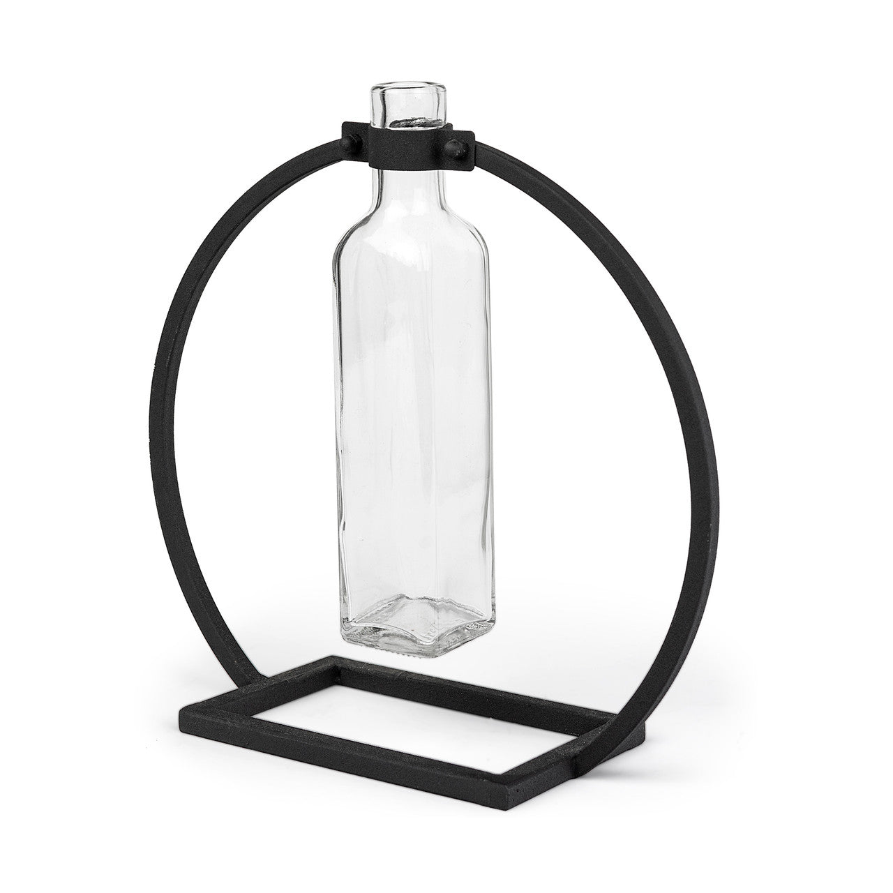 Monica II Tall Black Metal Glass Bottle Vase