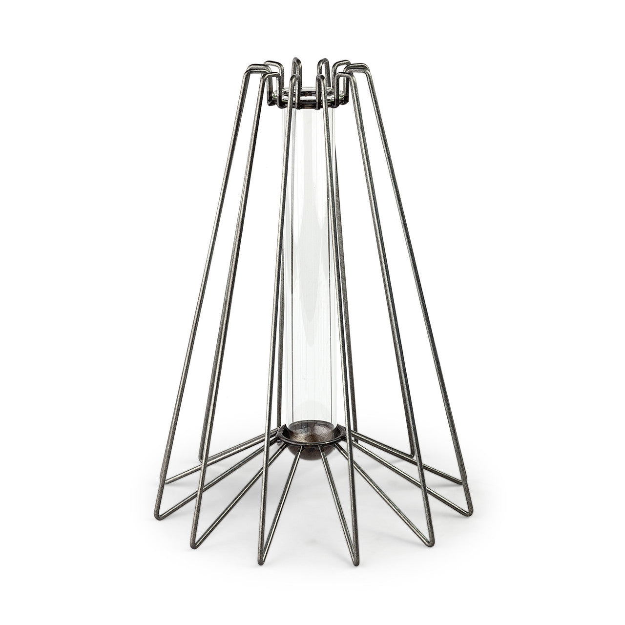 Madeline II Large Gunmetal Gray Metal Glass Test Tube Vase