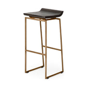 Givens 30.25" Seat Height Brown Wood Seat Gold Metal Base Stool