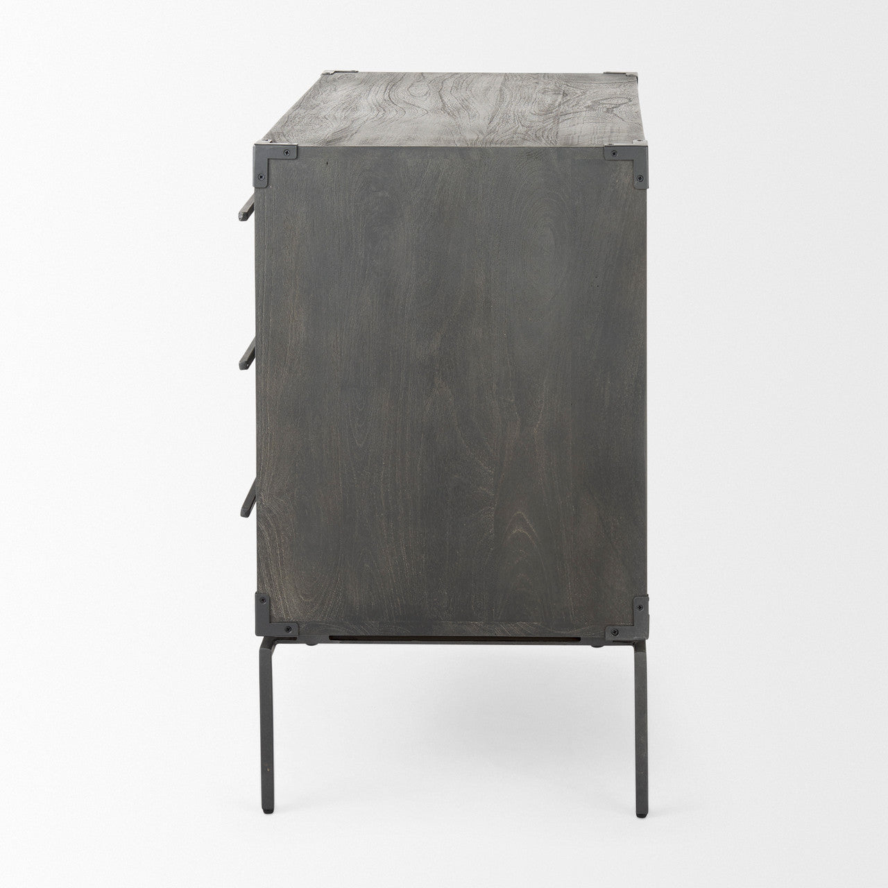 Ward 34L x 18W Brown Wood and Iron 3 Drawer Accent Cabinet