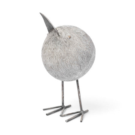 Snipe Off-White Resin Bird Ornament W/ Metal Feet