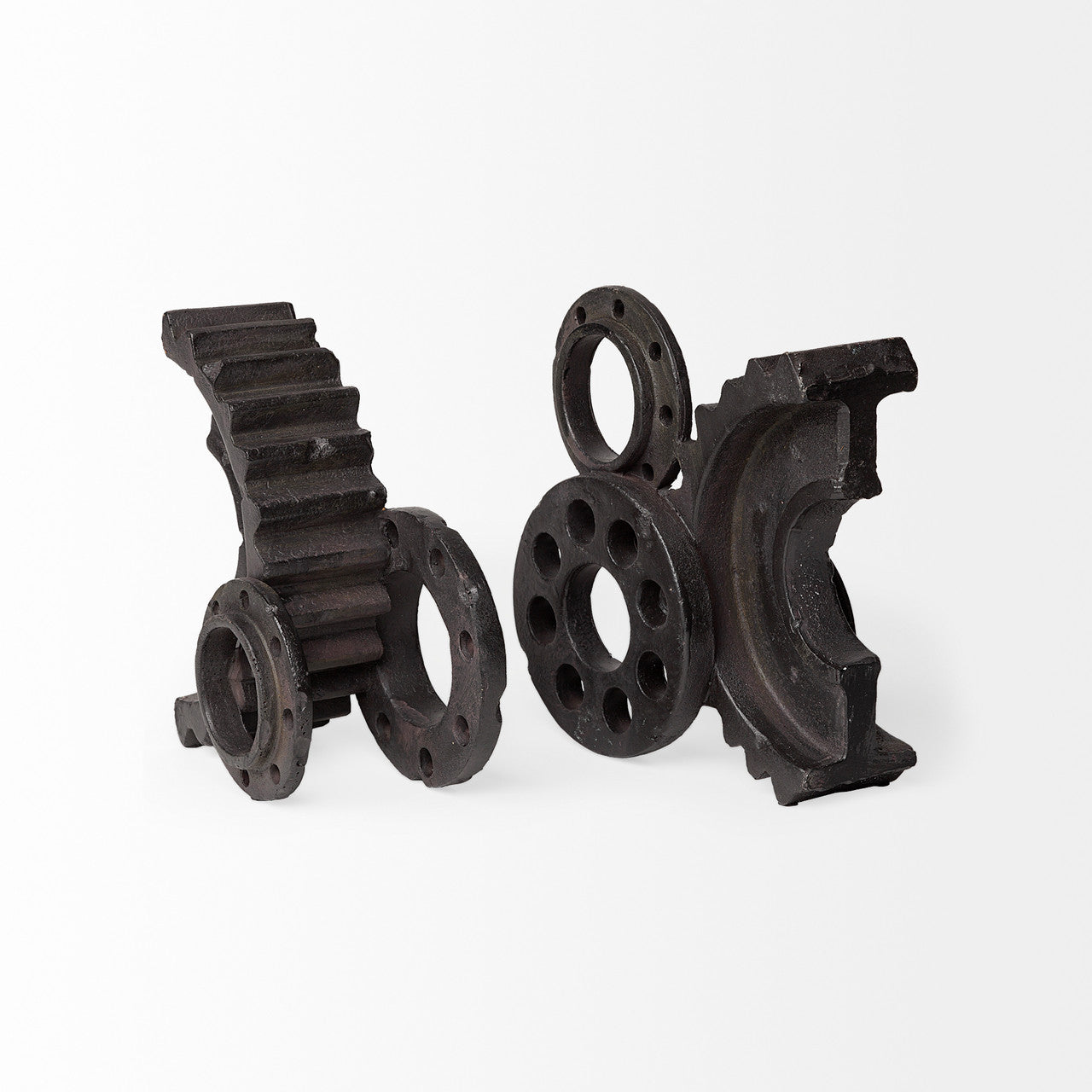 Cogsworth Set of 2 14L x 4W Brown Resin Industrial Gear Bookends