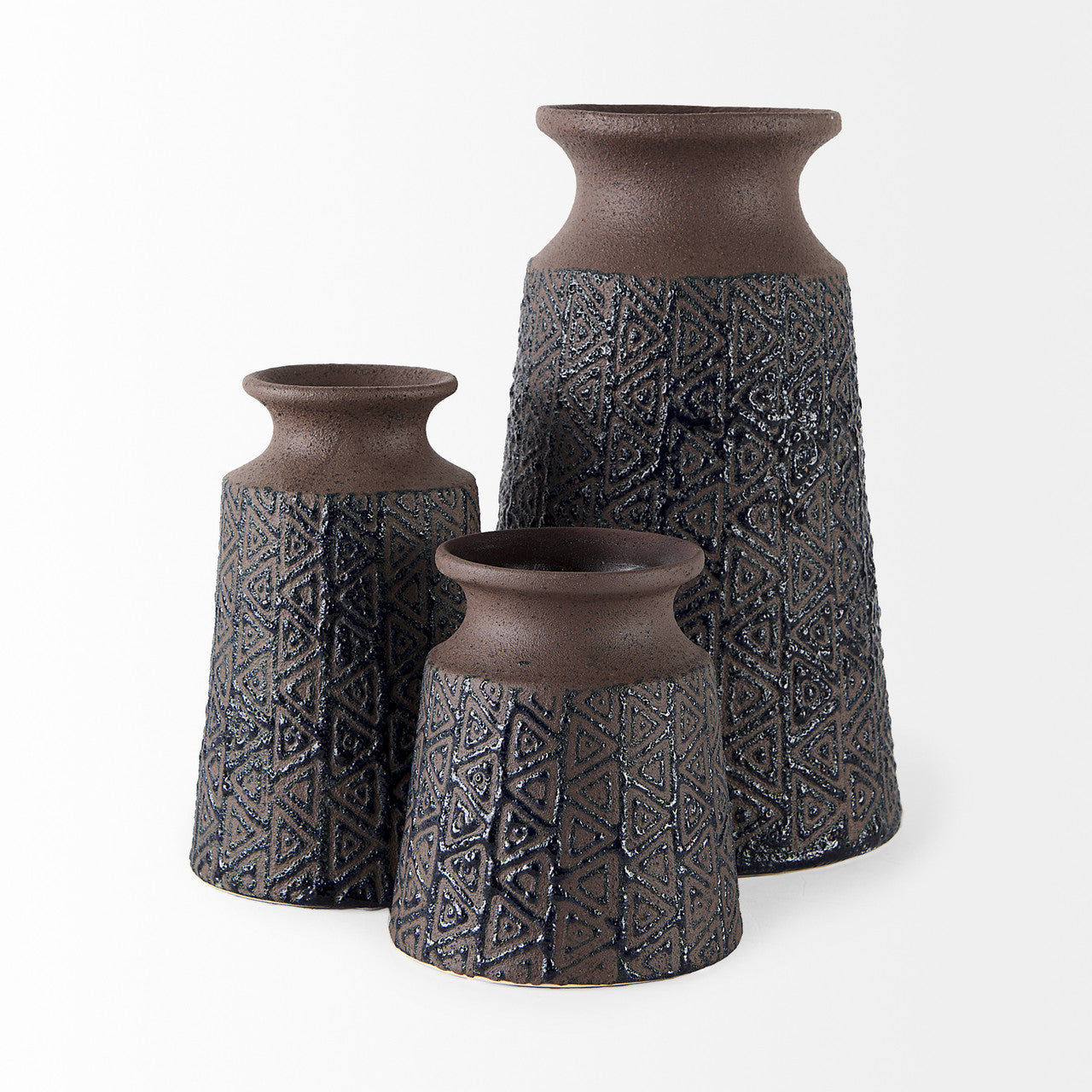 Sefina II Medium Brown/Black Patterned Ceramic Vase