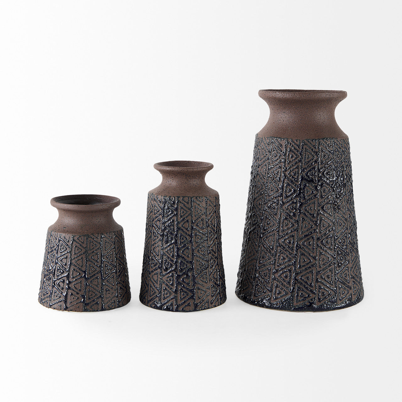Sefina II Medium Brown/Black Patterned Ceramic Vase