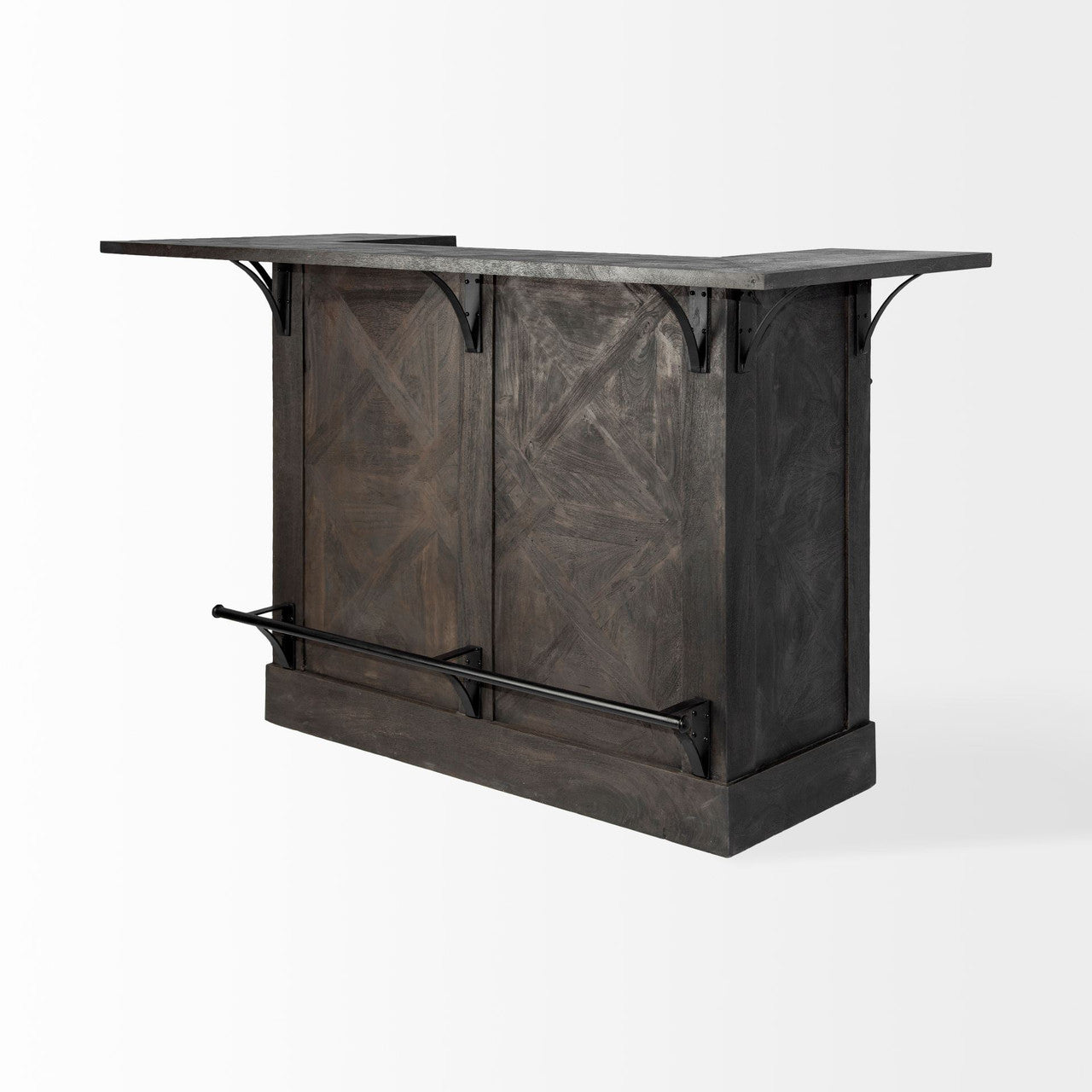 Cheers Dark Brown Solid Wood  Wine Bottle Storage Kitchen Island