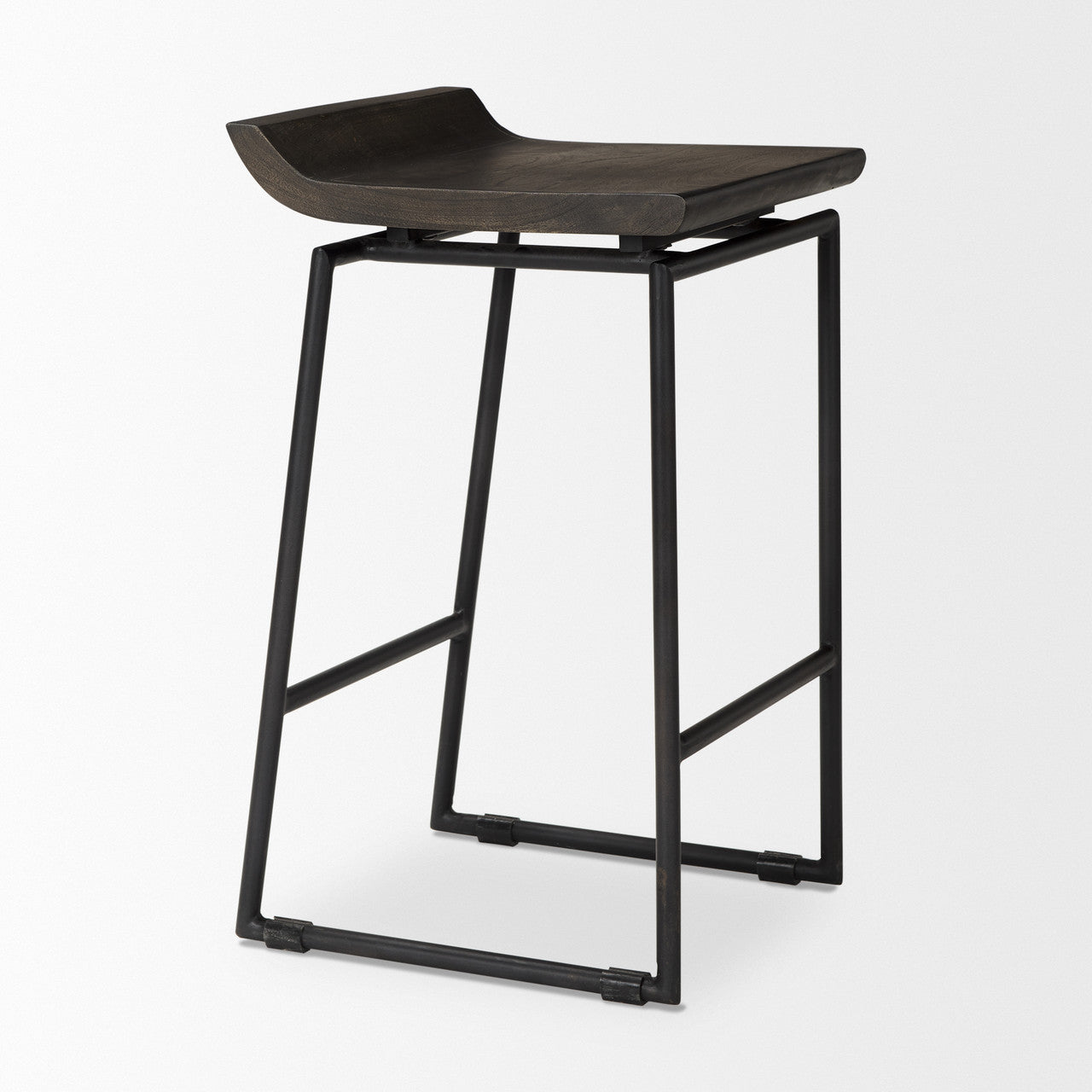 Givens IV 24.25" Seat Height Black Wood Seat Black Frame Stool