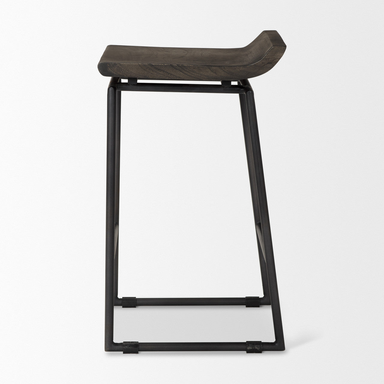 Givens IV 24.25" Seat Height Black Wood Seat Black Frame Stool