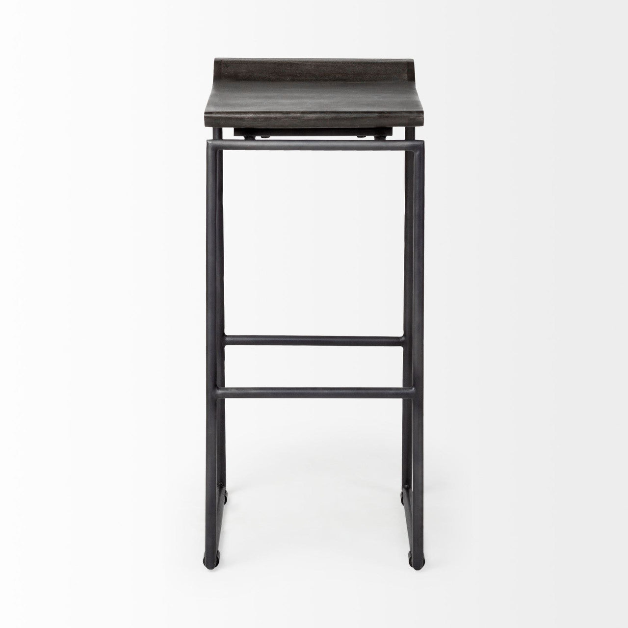 Givens 30.25" Seat Height Black Wood Seat Black Metal Base Stool