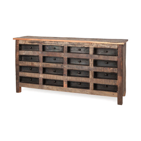 Wilton Reclaimed Wood and Metal 16 Drawer Sideboard