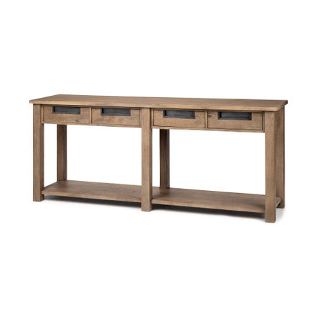 Harrelson Brown Wood 4 Drawer Console Table