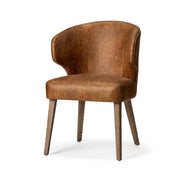 Niles 22.5L x 24.0W x 32.0H Brown Faux Leather Seat W/Brown Wooden Legs Wingback Dining Chair