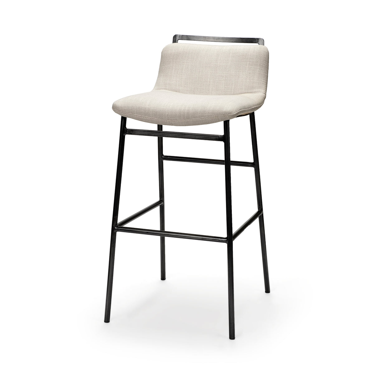 Kavalan 37.5" Total Height Beige Upholstered Seat Gray Metal Frame Bar Stool