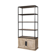 Braxton II Light Brown Wood and Iron Three Shelf Shelving Unit 41.5L x 18.5W x 9