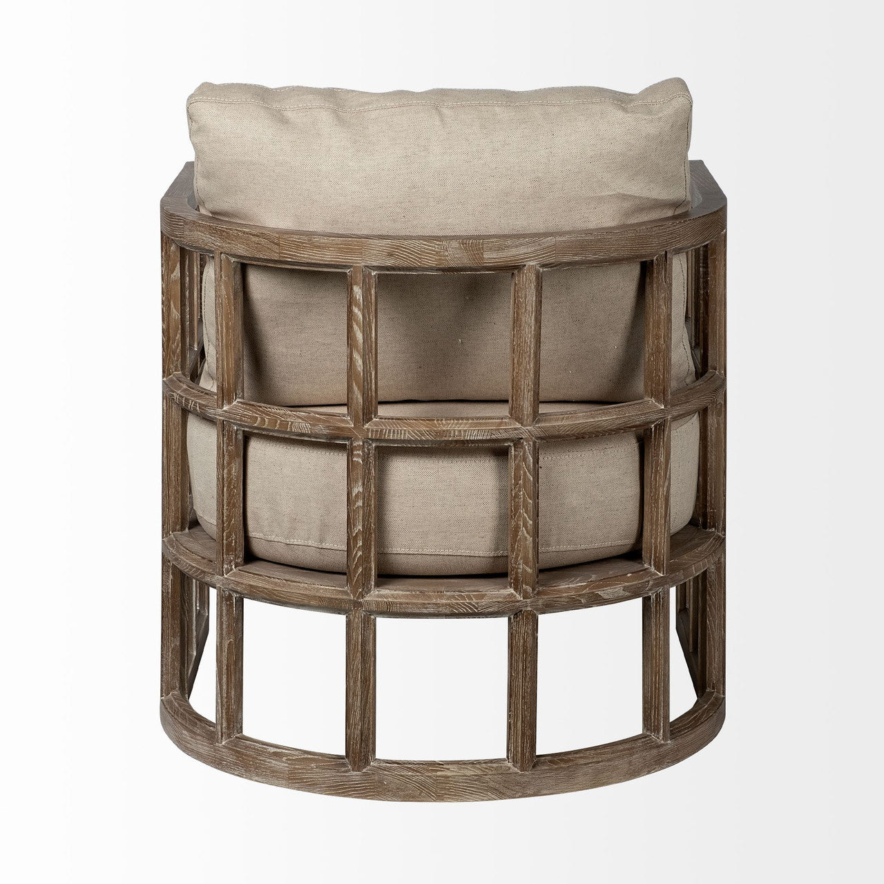 Skylar II Tan Fabric Covered Cushioned Demi-Lune Wooden Frame Accent Chair
